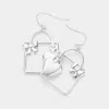 Fashnzfab Metal Heart Ribbon Gift Box Dangle Earrings In Silver