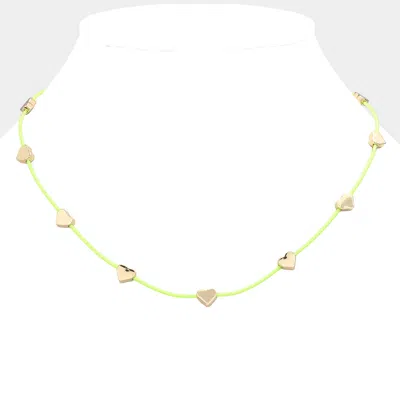 Fashnzfab Metal Heart Station Thread Necklace In Gold