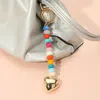 Fashnzfab Metal Heart Tip Pointed Colorful Resin Round Beaded Bag Charm / Keychain In Multi