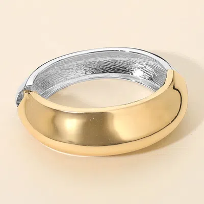 Fashnzfab Metal Hinged Bangle Bracelet - Two Tone In Multi