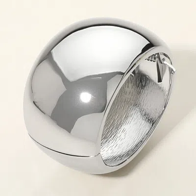 Fashnzfab Metal Hinged Bangle Bracelet - Rhodium In Silver