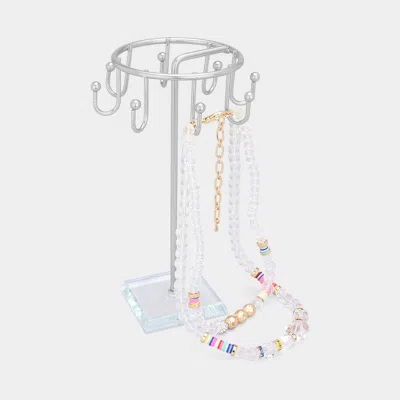 Fashnzfab Metal Hook Jewelry Stand In Silver