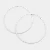 Fashnzfab Metal Hoop Clip On Earrings 3.25" In Silver