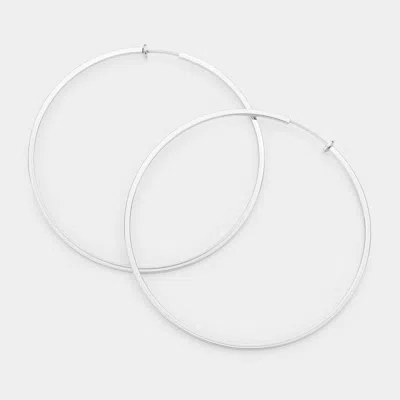Fashnzfab Metal Hoop Clip On Earrings 3.25" In Silver