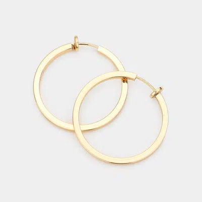 Fashnzfab Metal Hoop Clip On Earrings In Gold