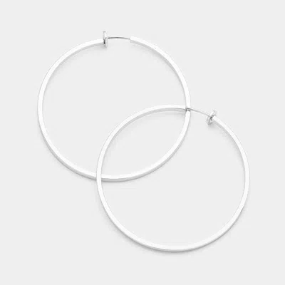 Fashnzfab Metal Hoop Clip On Earrings In Silver