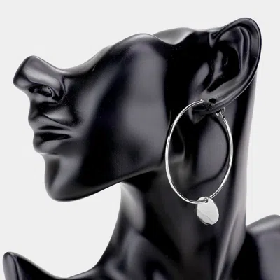 Fashnzfab Metal Hoop Disc Link Earrings In Silver
