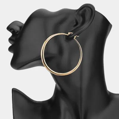 Fashnzfab Metal Hoop Pin Catch Earrings - Gold