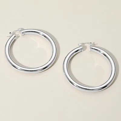 Fashnzfab Metal Hoop Pin Catch Earrings In Silver
