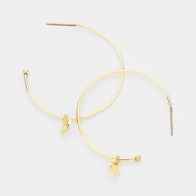 Fashnzfab Metal Hoop Star Dangle Earrings In Gold