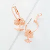 Fashnzfab Metal Hoop Tree Dangle Earrings - Worn Rose Gold In Gold