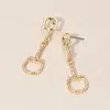 Fashnzfab Metal Horsebit Link Drop Earrings In Gold