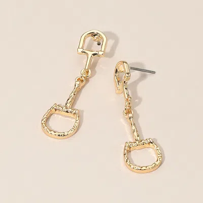 Fashnzfab Metal Horsebit Link Drop Earrings In Gold