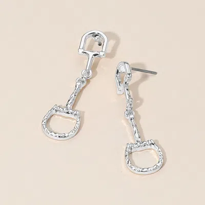 Fashnzfab Metal Horsebit Link Drop Earrings In Silver