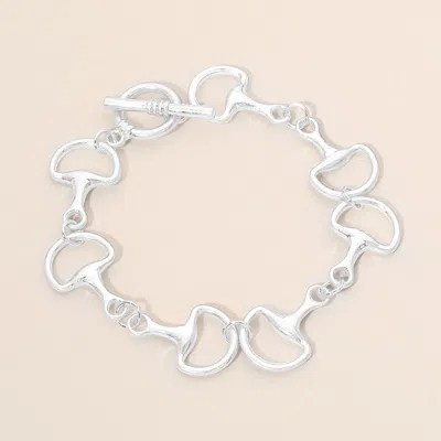 Fashnzfab Metal Horsebit Link Toggle Bracelet In White
