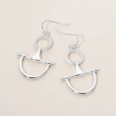 Fashnzfab Metal Horseshoe Drop Earrings In White