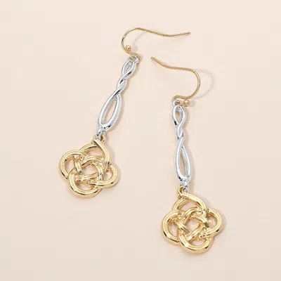 Fashnzfab Metal Interlocking Open Knot Drop Earrings In Gold