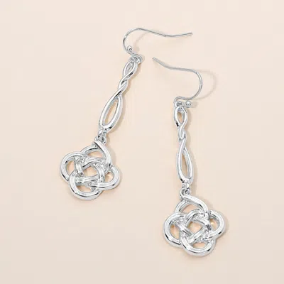 Fashnzfab Metal Interlocking Open Knot Drop Earrings In Neutral