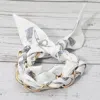Fashnzfab Metal Interlocking Ring Fabric Bandana Scarf Adjustable Bracelet In White