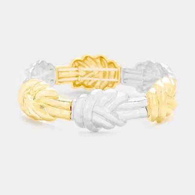 Fashnzfab Metal Knot Stretch Bracelet Silver, Gold In Multi