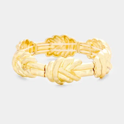 Fashnzfab Metal Knot Stretch Bracelet Worn Gold