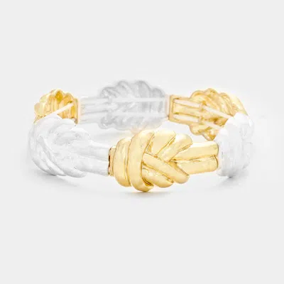 Fashnzfab Metal Knot Stretch Bracelet Worn Gold, Worn Silver