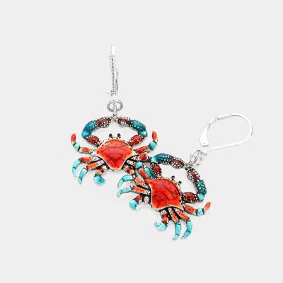 Fashnzfab Metal Lacquered Crab Dangle Earrings In Multi