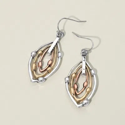 Fashnzfab Metal Layered Teardrop Drop Earrings In Pink