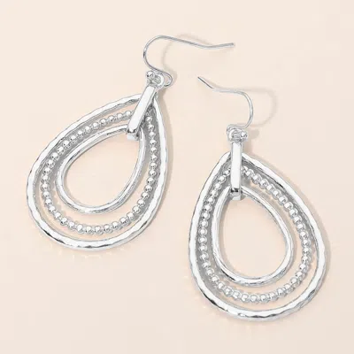 Fashnzfab Metal Layered Teardrop Earrings In Silver