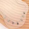 Fashnzfab Metal Leaf Charm Station Necklace In Multi