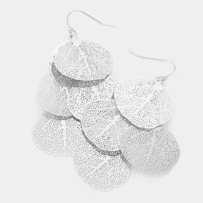 Fashnzfab Metal Leaf Cluster Earrings In Silver