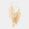 Fashnzfab Metal Leaf Dangle Earrings - Matte Gold In Gold