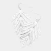 Fashnzfab Metal Leaf Dangle Earrings - Rhodium In Silver