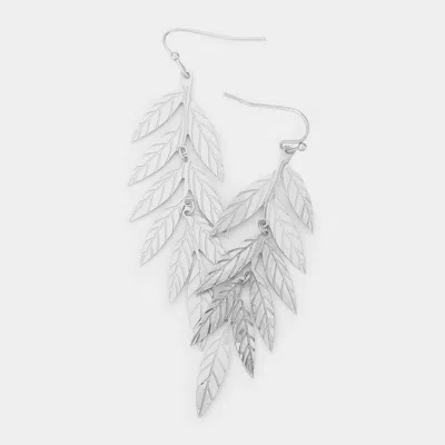 Fashnzfab Metal Leaf Dangle Earrings In Metallic