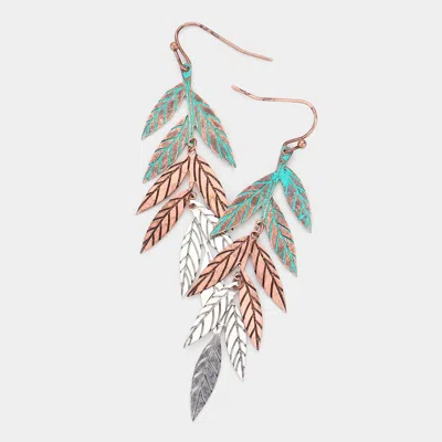 Fashnzfab Metal Leaf Dangle Earrings In Multi