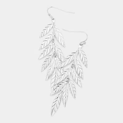 Fashnzfab Metal Leaf Dangle Earrings In Silver