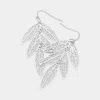 Fashnzfab Metal Leaf Filigree Teardrop Dangle Earrings In Metallic