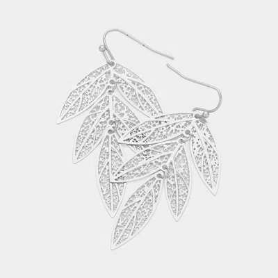 Fashnzfab Metal Leaf Filigree Teardrop Dangle Earrings In Metallic