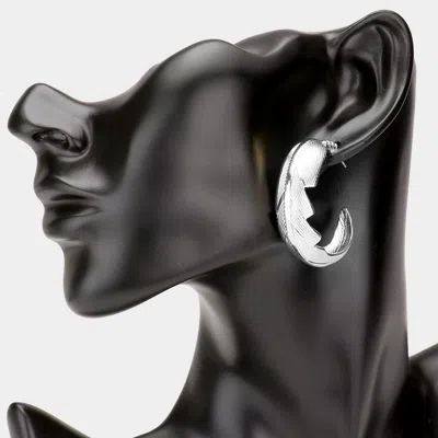 Fashnzfab Metal Leaf Half Hoop Earrings In Multi