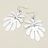 Fashnzfab Metal Leaf Link Dangle Earrings In Metallic