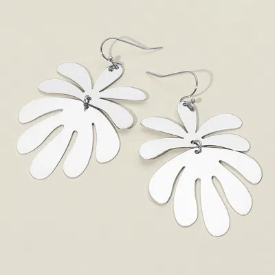 Fashnzfab Metal Leaf Link Dangle Earrings In Metallic