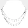 Fashnzfab Metal Leaf Station Double Layered Necklace In Metallic