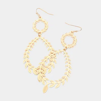 Fashnzfab Metal Leaves Open Dangle Earrings In Gold