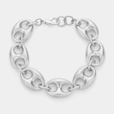Fashnzfab Metal Link Bracelet Worn Silver In Multi