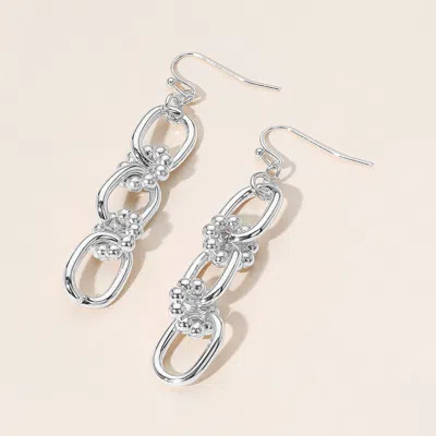 Fashnzfab Metal Link Drop Earrings - Rhodium In Silver