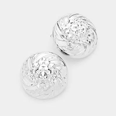 Fashnzfab Metal Lion Stud Earrings - Rhodium In Multi