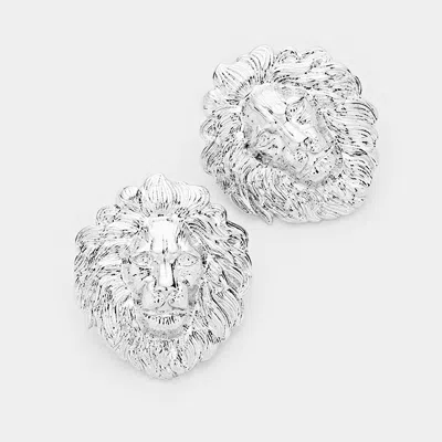 Fashnzfab Metal Lion Stud Earrings In Metallic