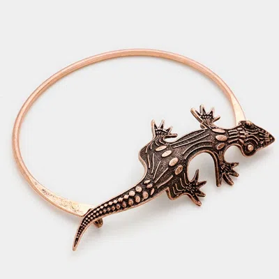 Fashnzfab Metal Lizard Hook Bracelet Copper Burnished In Multi
