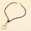 Fashnzfab Metal Loop Horsebit Pendant Cord Necklace In Multi