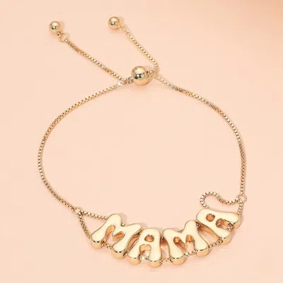 Fashnzfab Metal Mama Letter Adjustable Cinch Pull Tie Bracelet In Gray